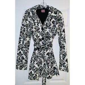 Black and white damask patterned jacket